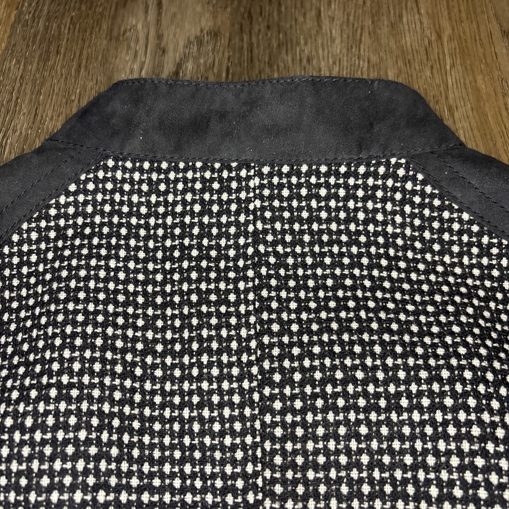 Lucky Brand Jacket Women's Medium Black Swiss Dot Wool Moto Edgy Lightweight NWT - Picture 10 of 16